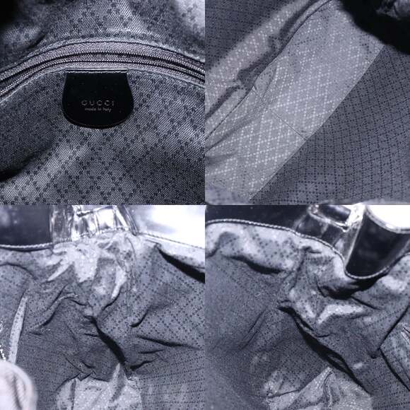 GUCCI Bamboo Hand Bag Nylon Black Silver 001 2123 001 2123 - Picture 11 of 12